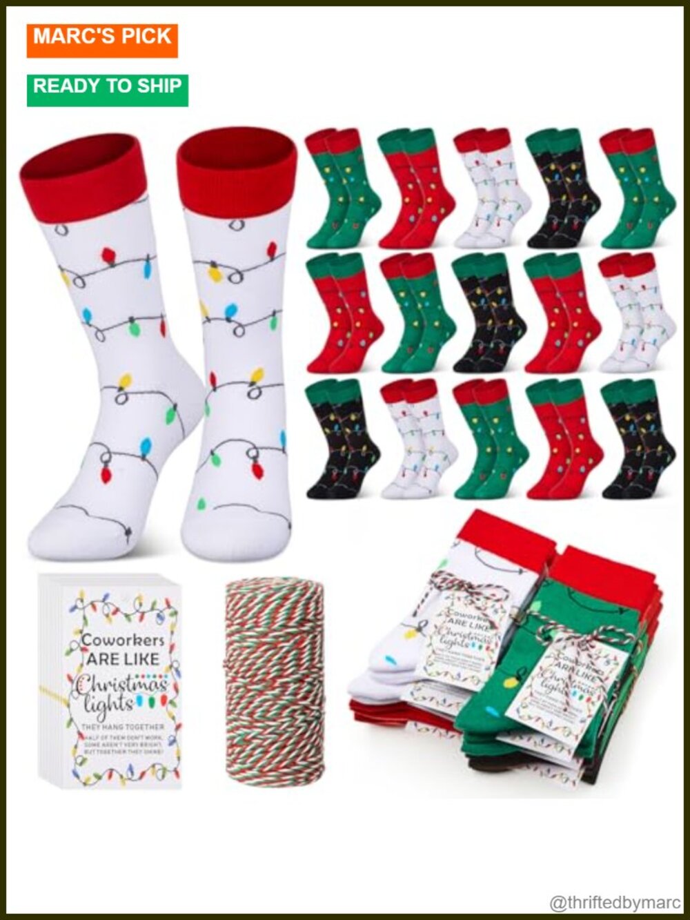 Christmas Light Bulb Socks 24 Pairs Cotton Novelty Gift Set